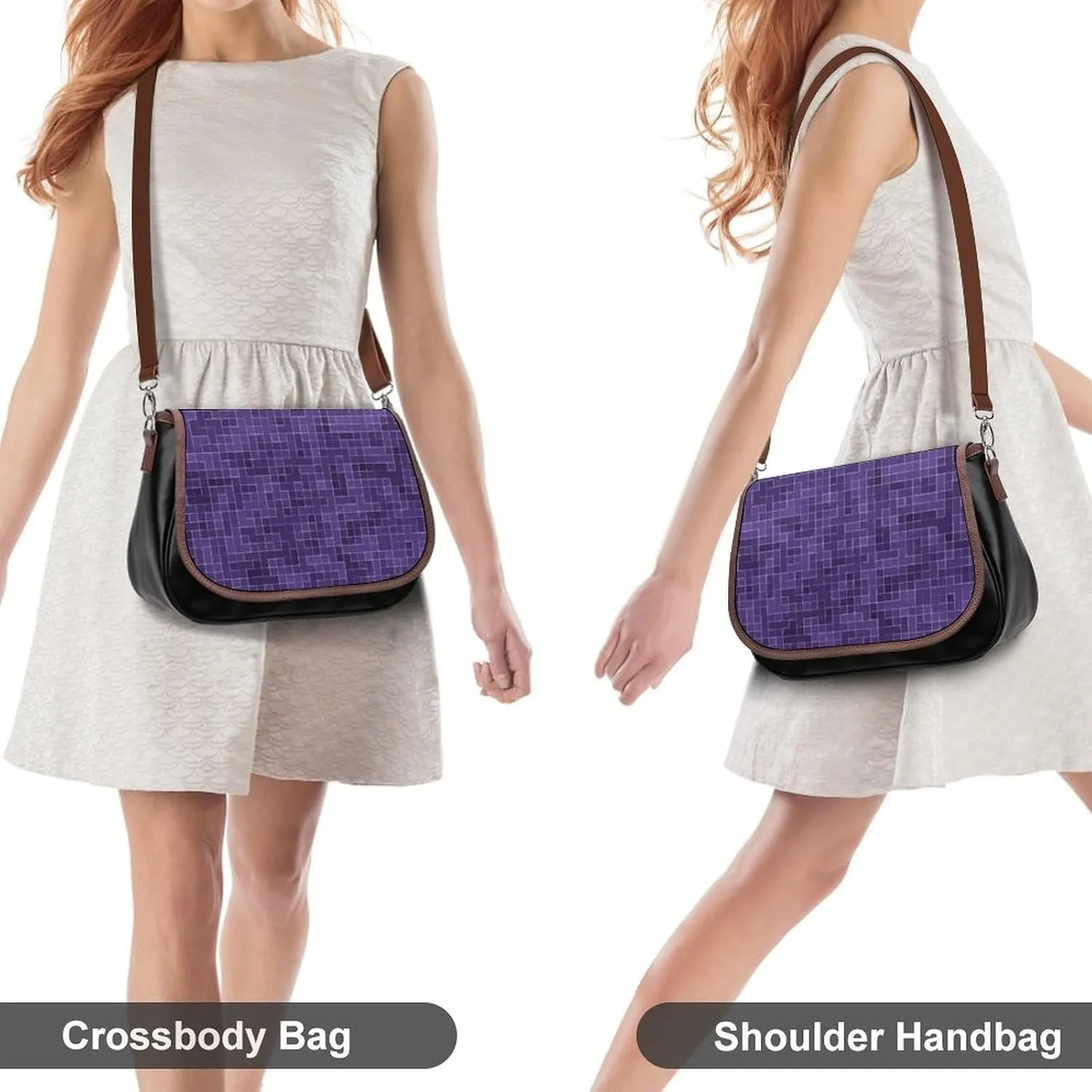 Women's Bag Crab Print Adjustable Shoulder Strap Shoulder Bag Multi-Pocket Magic Buckle Crossbody Bag