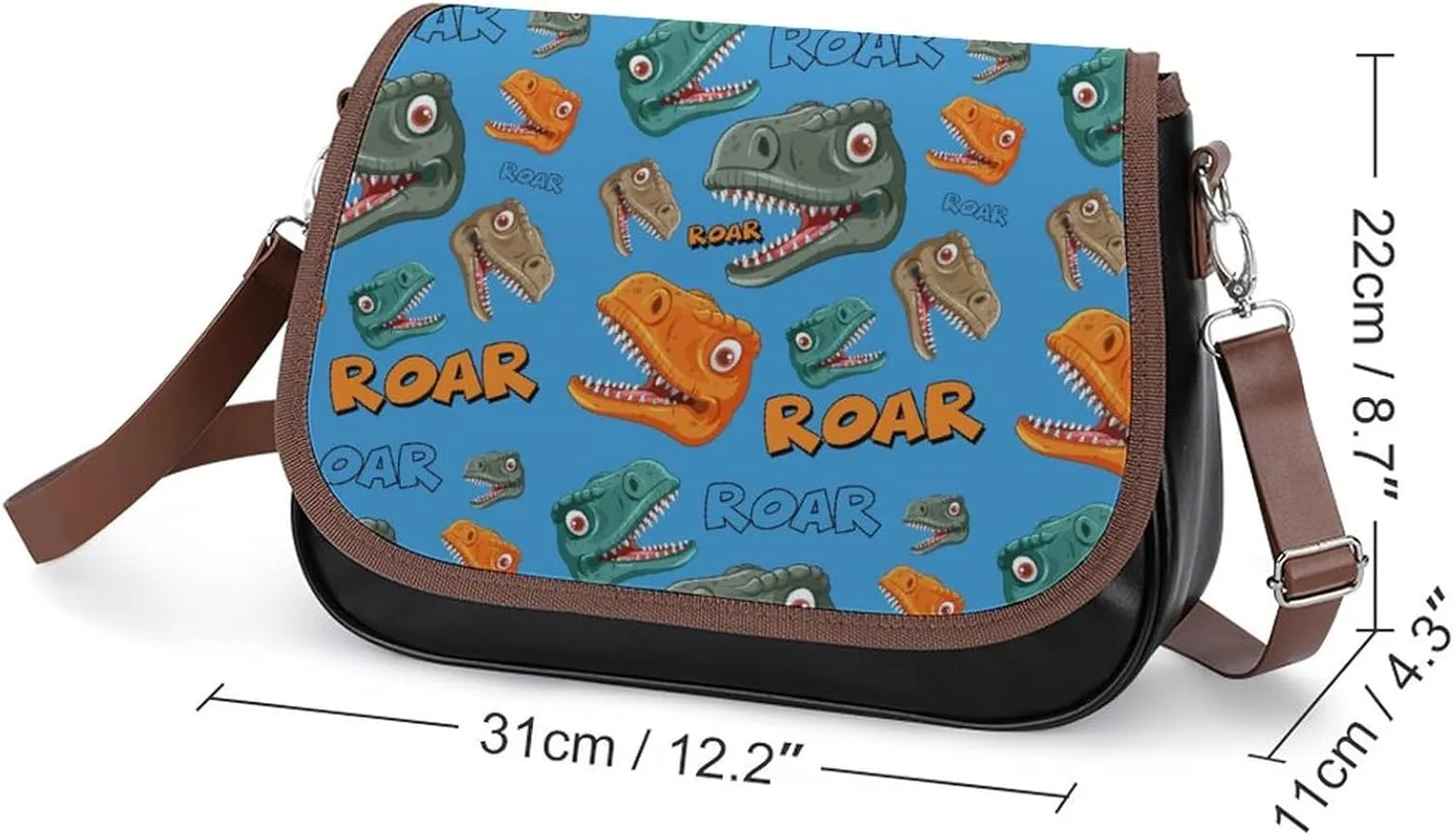 Women's Bag Crab Print Adjustable Shoulder Strap Shoulder Bag Multi-Pocket Magic Buckle Crossbody Bag