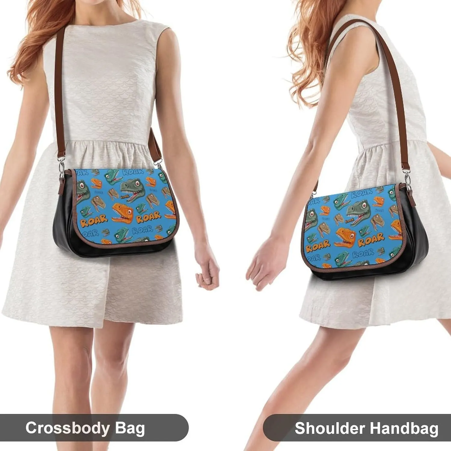 Women's Bag Crab Print Adjustable Shoulder Strap Shoulder Bag Multi-Pocket Magic Buckle Crossbody Bag