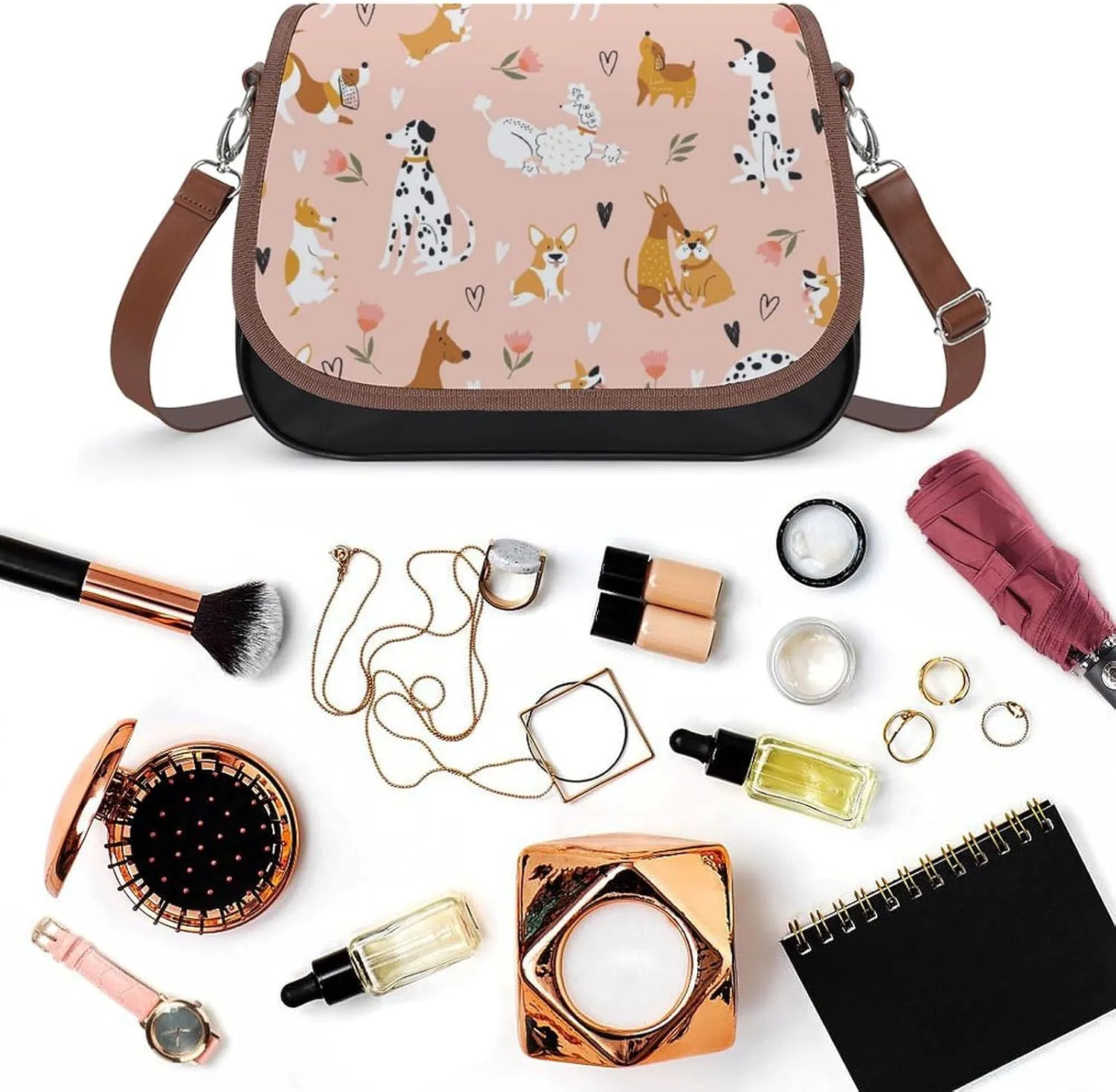 Women's Bag Cute Grim Reaper Adjustable Shoulder Strap Shoulder Bag Multi-Pocket Magic Buckle Crossbody Bag