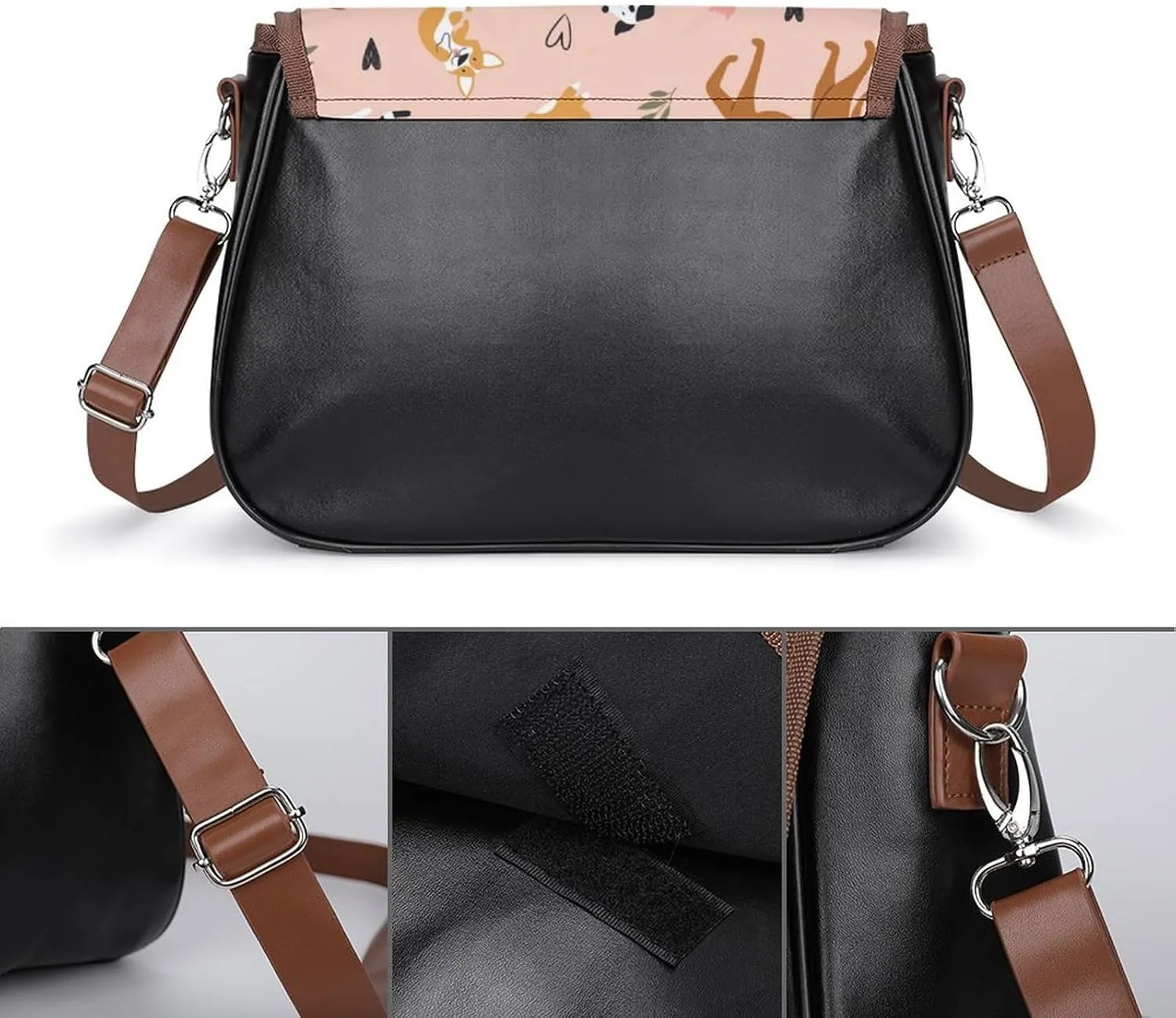 Women's Bag Cute Grim Reaper Adjustable Shoulder Strap Shoulder Bag Multi-Pocket Magic Buckle Crossbody Bag