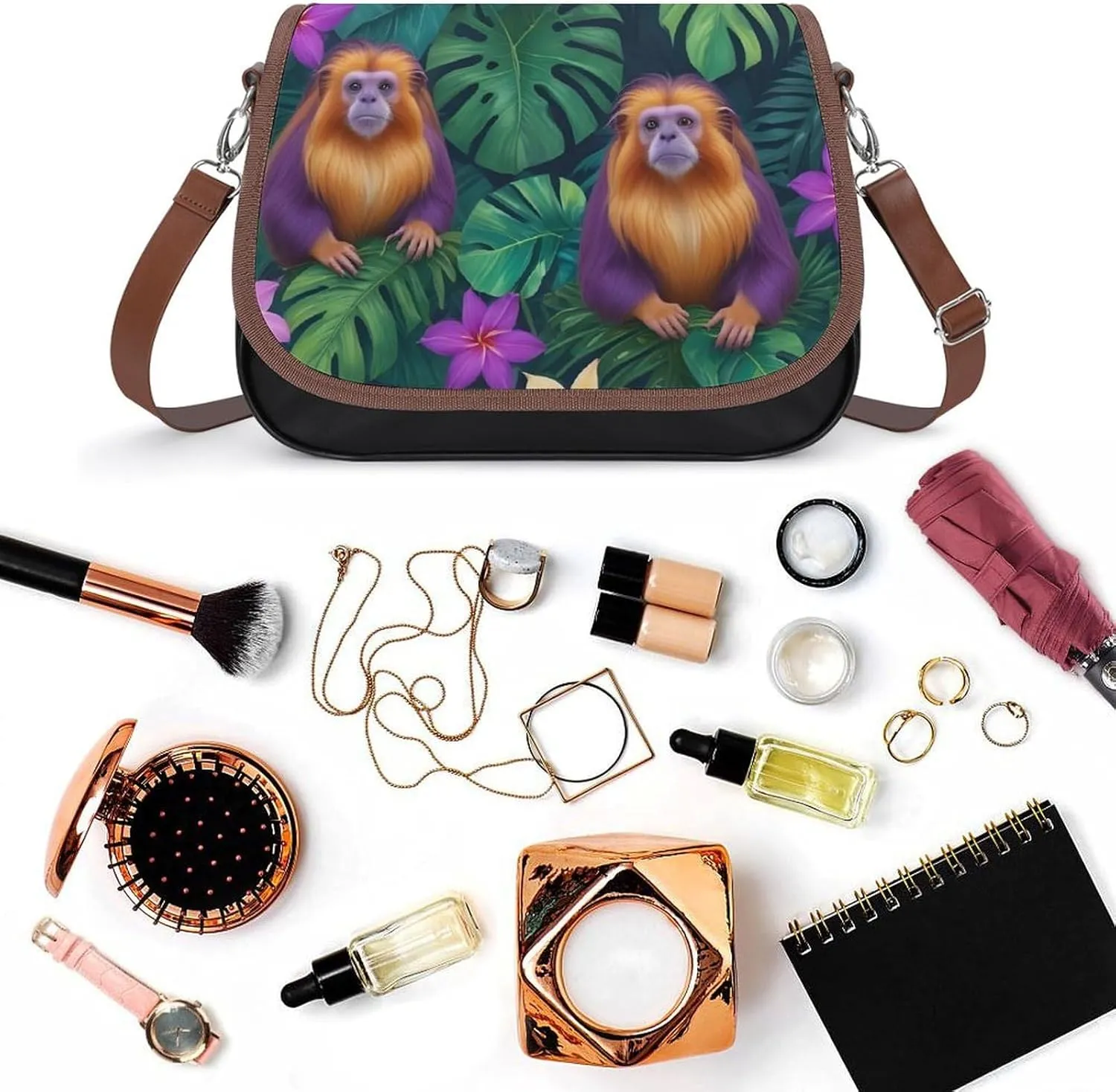Women's Bag Pumpkin Pattern Adjustable Shoulder Strap Shoulder Bag Multi-Pocket Magic Buckle Crossbody Bag