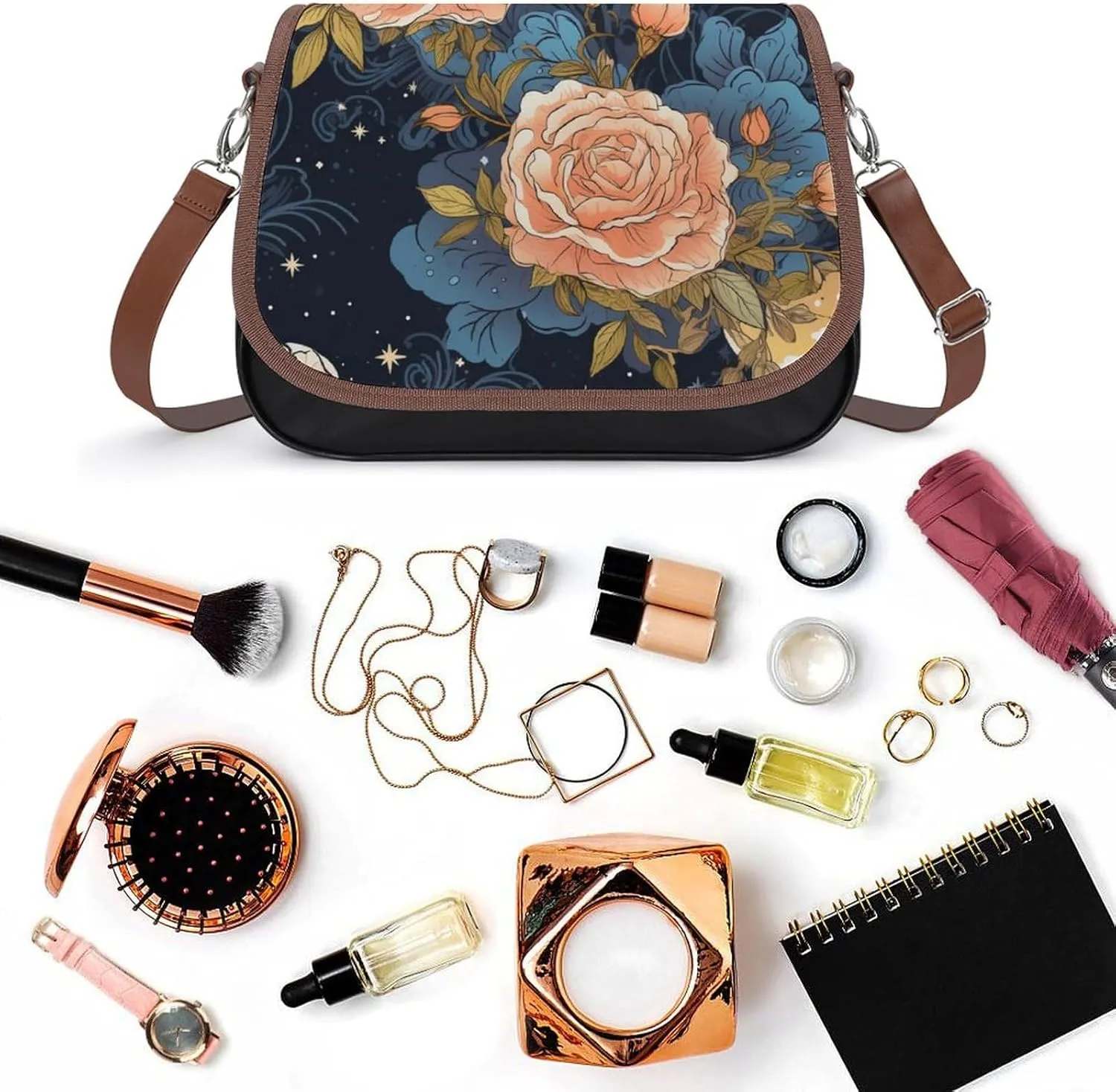 Women's Bag Pumpkin Pattern Adjustable Shoulder Strap Shoulder Bag Multi-Pocket Magic Buckle Crossbody Bag