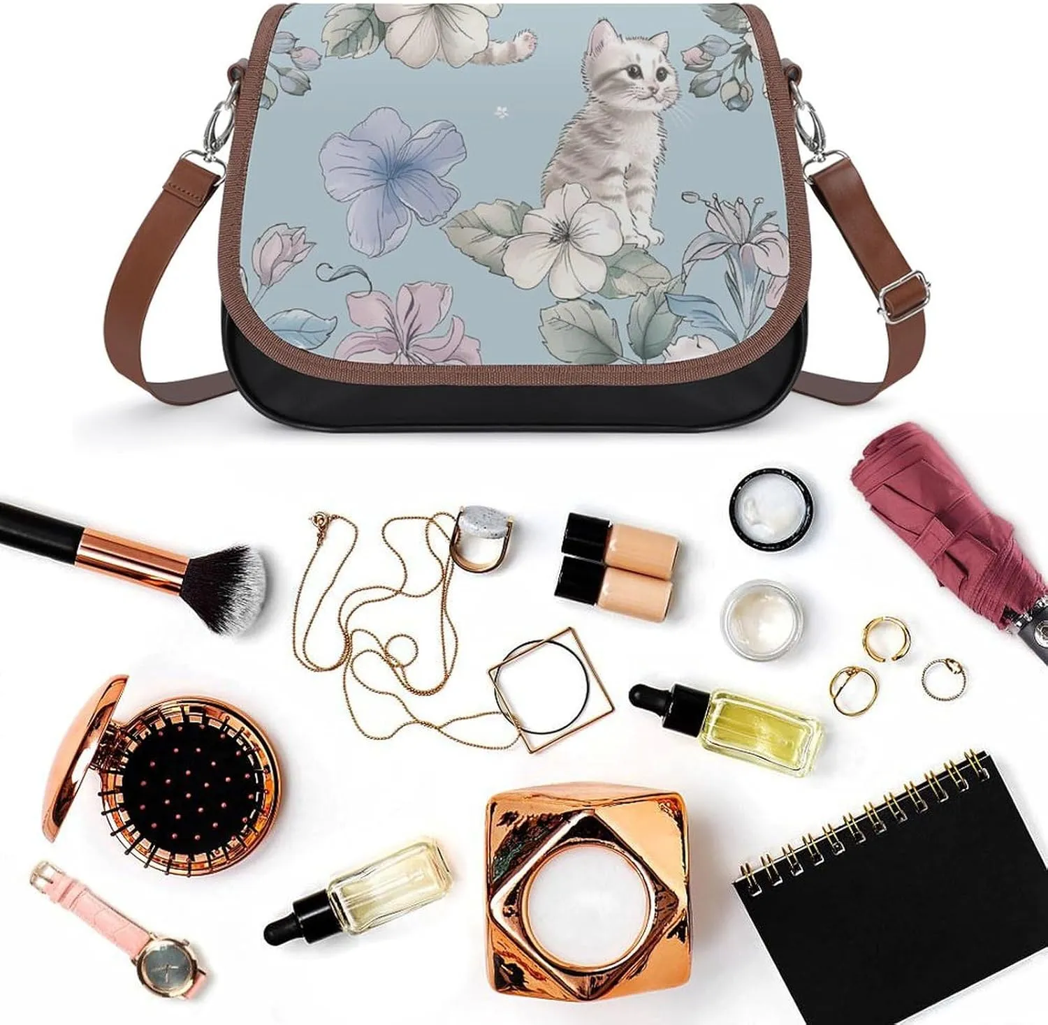 Women's Bag Pumpkin Pattern Adjustable Shoulder Strap Shoulder Bag Multi-Pocket Magic Buckle Crossbody Bag