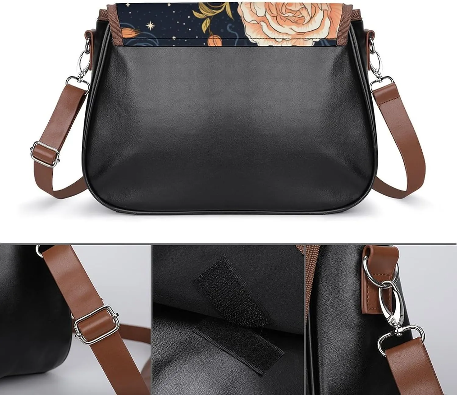 Women's Bag Pumpkin Pattern Adjustable Shoulder Strap Shoulder Bag Multi-Pocket Magic Buckle Crossbody Bag