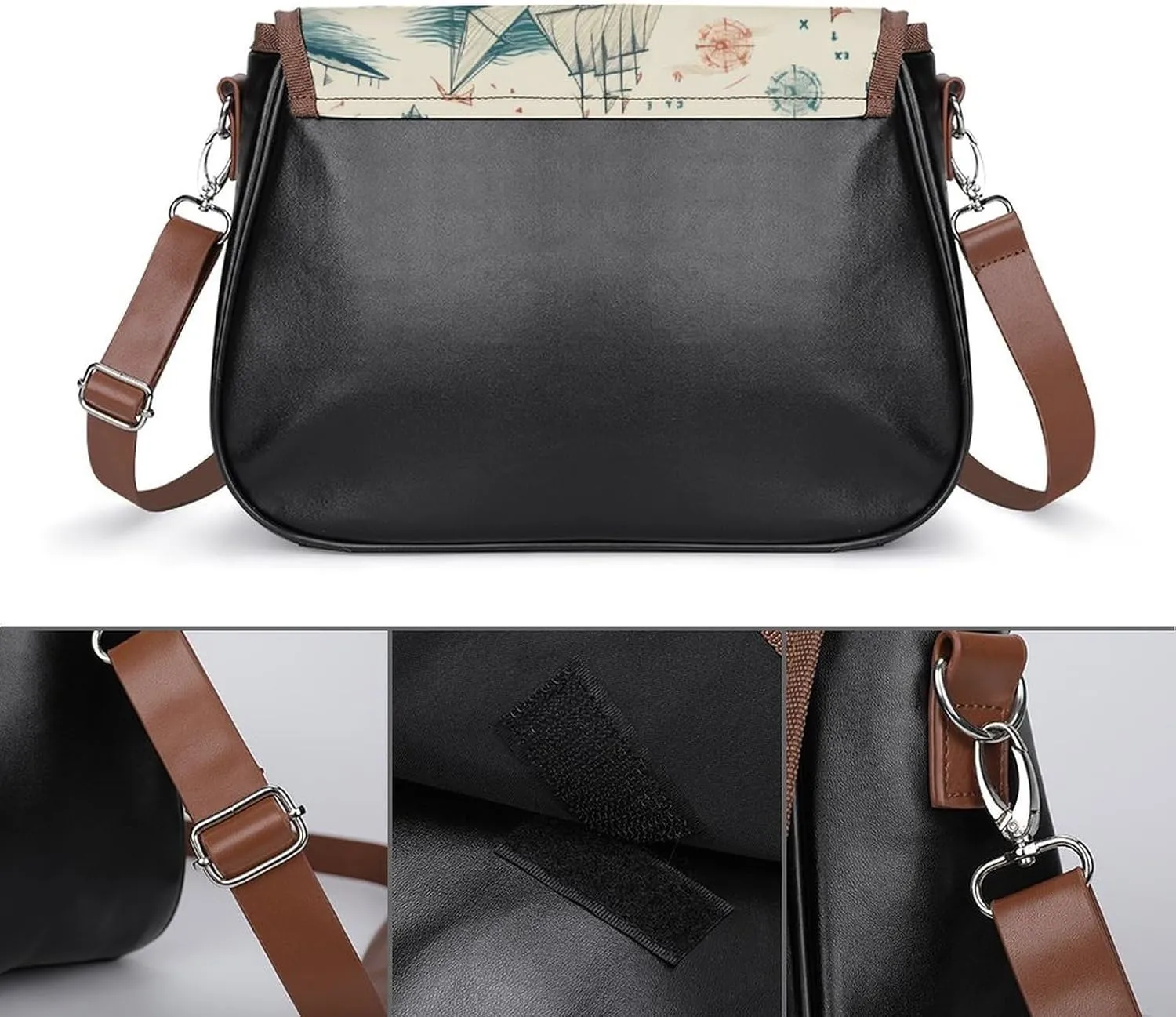 Women's Bag Pumpkin Pattern Adjustable Shoulder Strap Shoulder Bag Multi-Pocket Magic Buckle Crossbody Bag