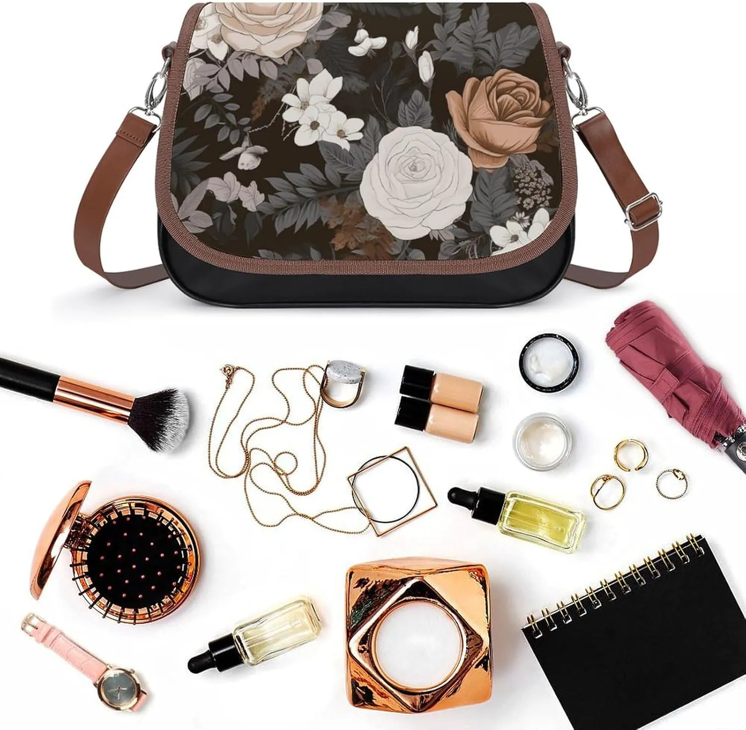 Women's Bag Pumpkin Pattern Adjustable Shoulder Strap Shoulder Bag Multi-Pocket Magic Buckle Crossbody Bag