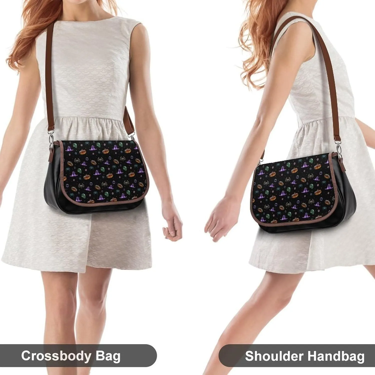 Women's Bag Pumpkin Pattern Adjustable Shoulder Strap Shoulder Bag Multi-Pocket Magic Buckle Crossbody Bag