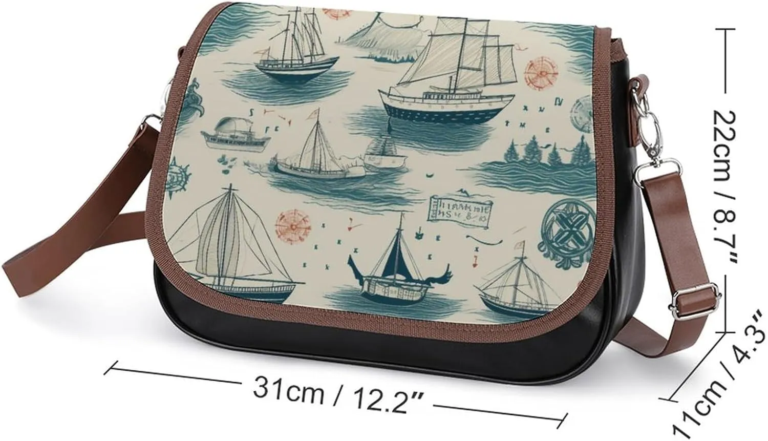 Women's Bag Pumpkin Pattern Adjustable Shoulder Strap Shoulder Bag Multi-Pocket Magic Buckle Crossbody Bag