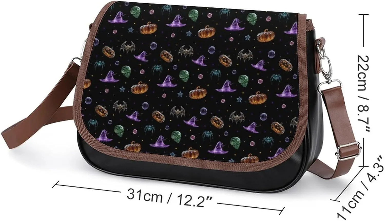 Women's Bag Pumpkin Pattern Adjustable Shoulder Strap Shoulder Bag Multi-Pocket Magic Buckle Crossbody Bag