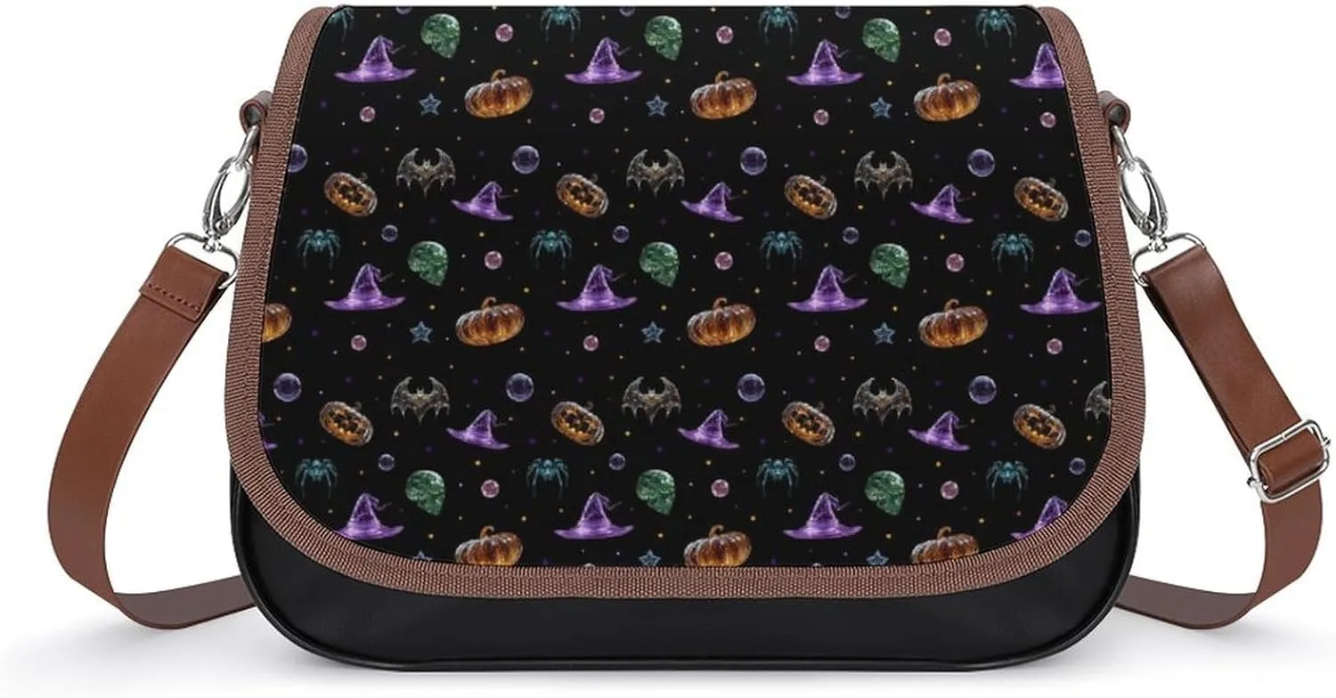 Women's Bag Pumpkin Pattern Adjustable Shoulder Strap Shoulder Bag Multi-Pocket Magic Buckle Crossbody Bag