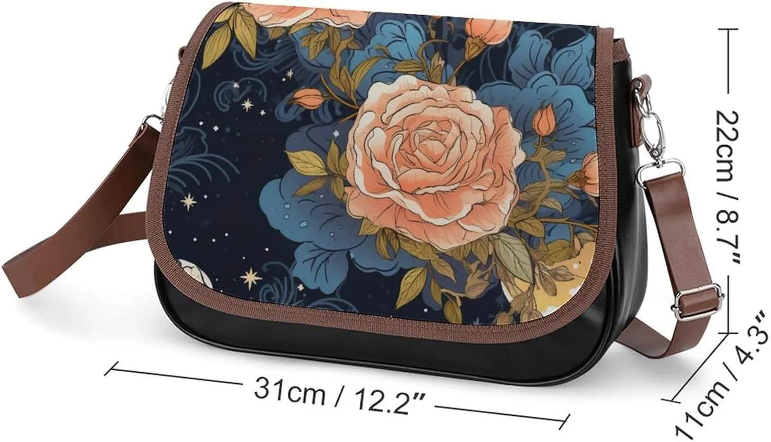 Women's Bag Pumpkin Pattern Adjustable Shoulder Strap Shoulder Bag Multi-Pocket Magic Buckle Crossbody Bag