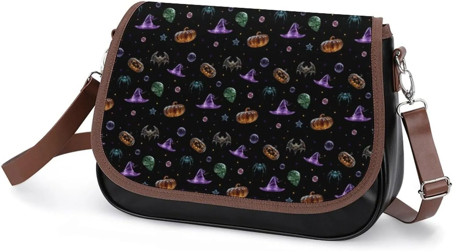 Women's Bag Pumpkin Pattern Adjustable Shoulder Strap Shoulder Bag Multi-Pocket Magic Buckle Crossbody Bag