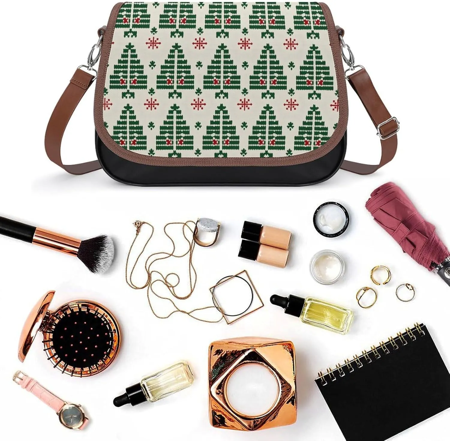 Women's Bag Pumpkin Pattern Adjustable Shoulder Strap Shoulder Bag Multi-Pocket Magic Buckle Crossbody Bag
