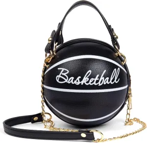 Women's basketball shoulder bag Messenger Bag handbag mini round bag PU bag, Zipper closure, suitable for women