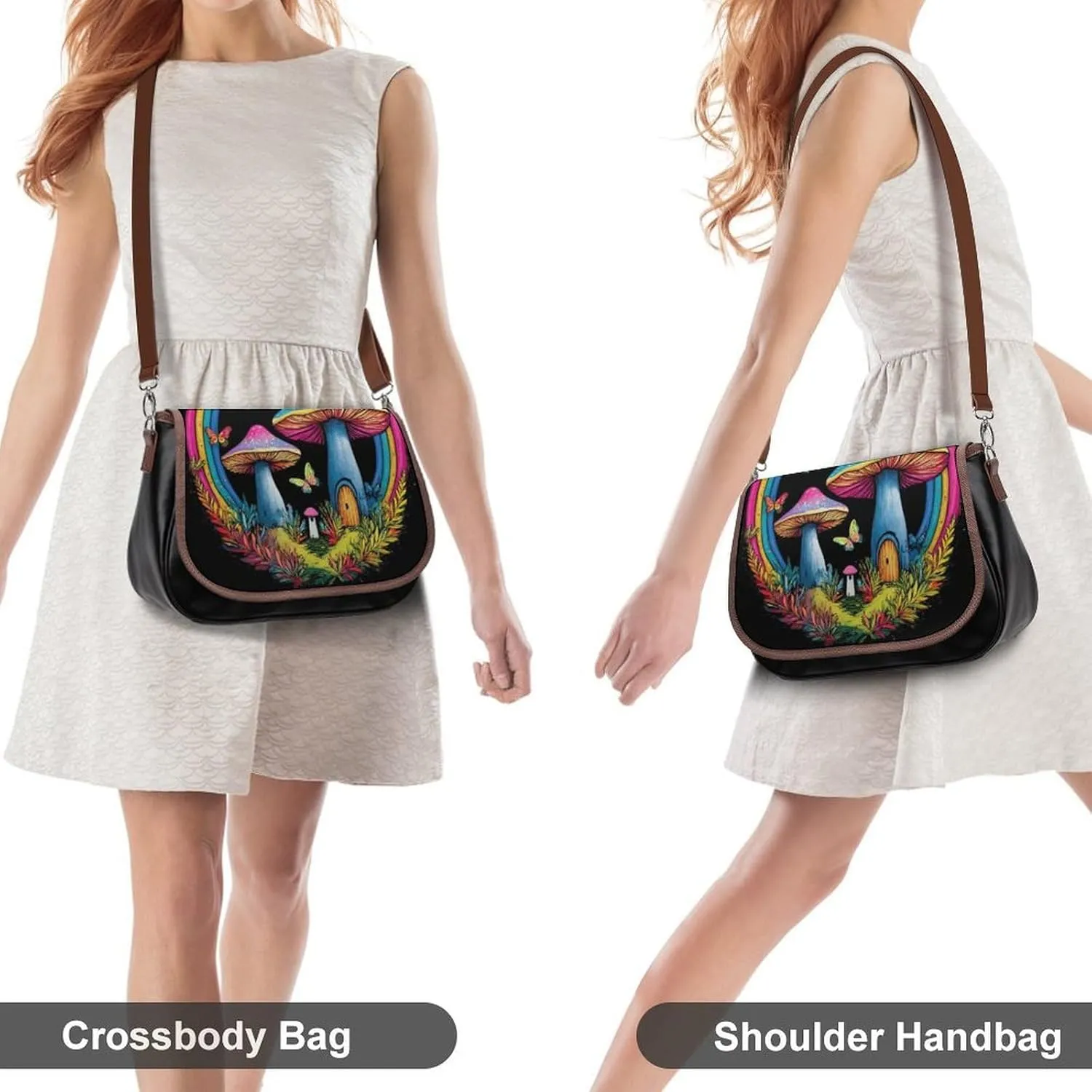 Womens Casual Crossbody Bag, Small PU Leather Shoulder Bag Travel Messenger Bags