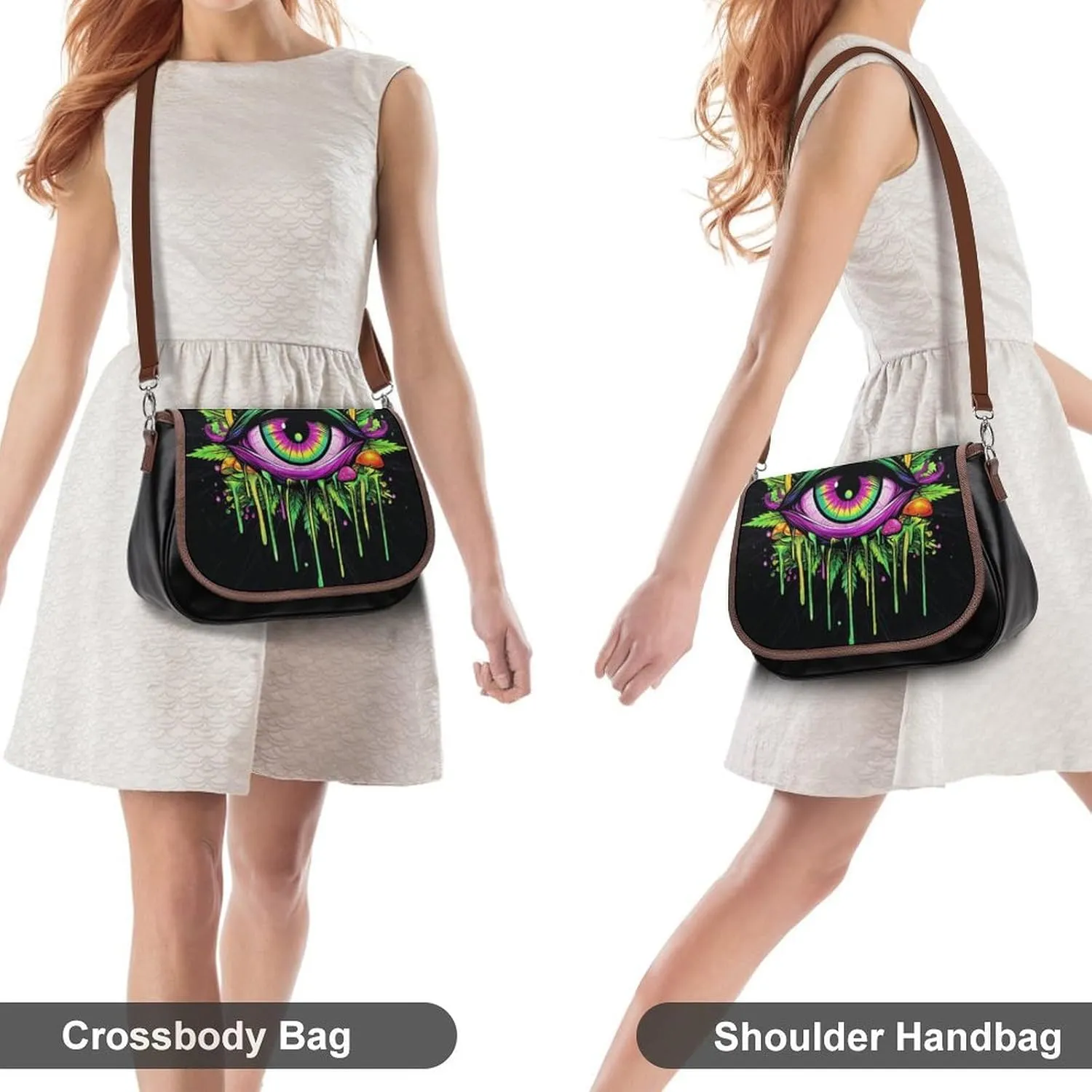 Womens Casual Crossbody Bag, Small PU Leather Shoulder Bag Travel Messenger Bags
