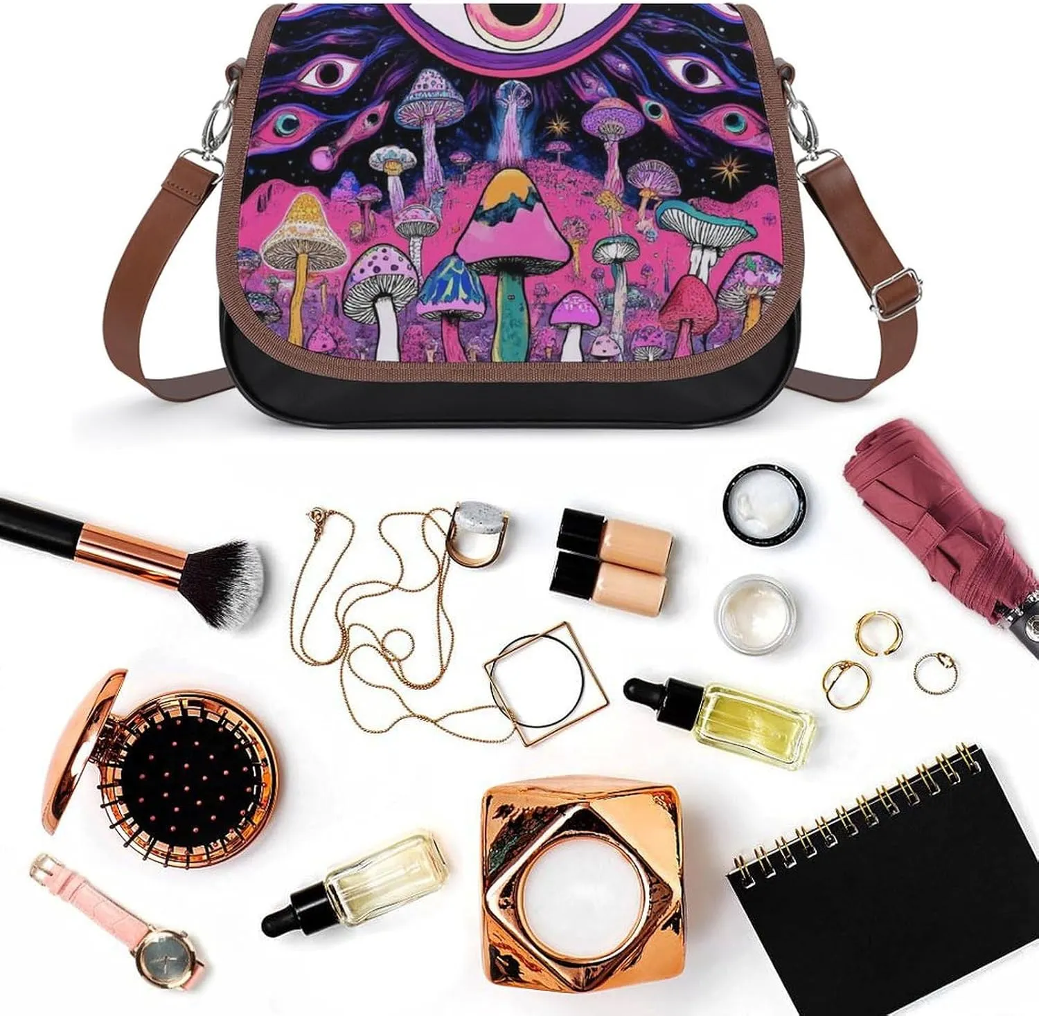 Womens Casual Crossbody Bag, Small PU Leather Shoulder Bag Travel Messenger Bags