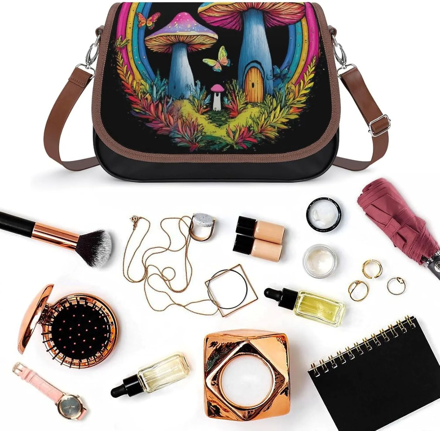 Womens Casual Crossbody Bag, Small PU Leather Shoulder Bag Travel Messenger Bags