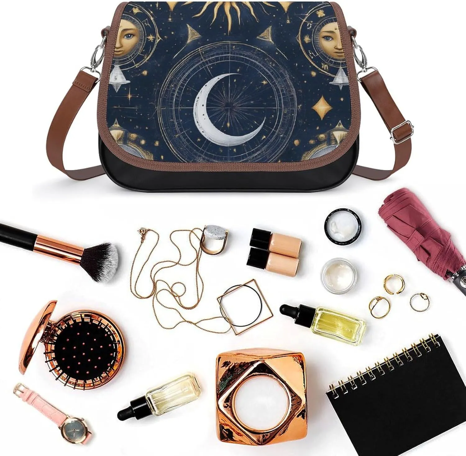 Womens Casual Crossbody Bag, Small PU Leather Shoulder Bag Travel Messenger Bags