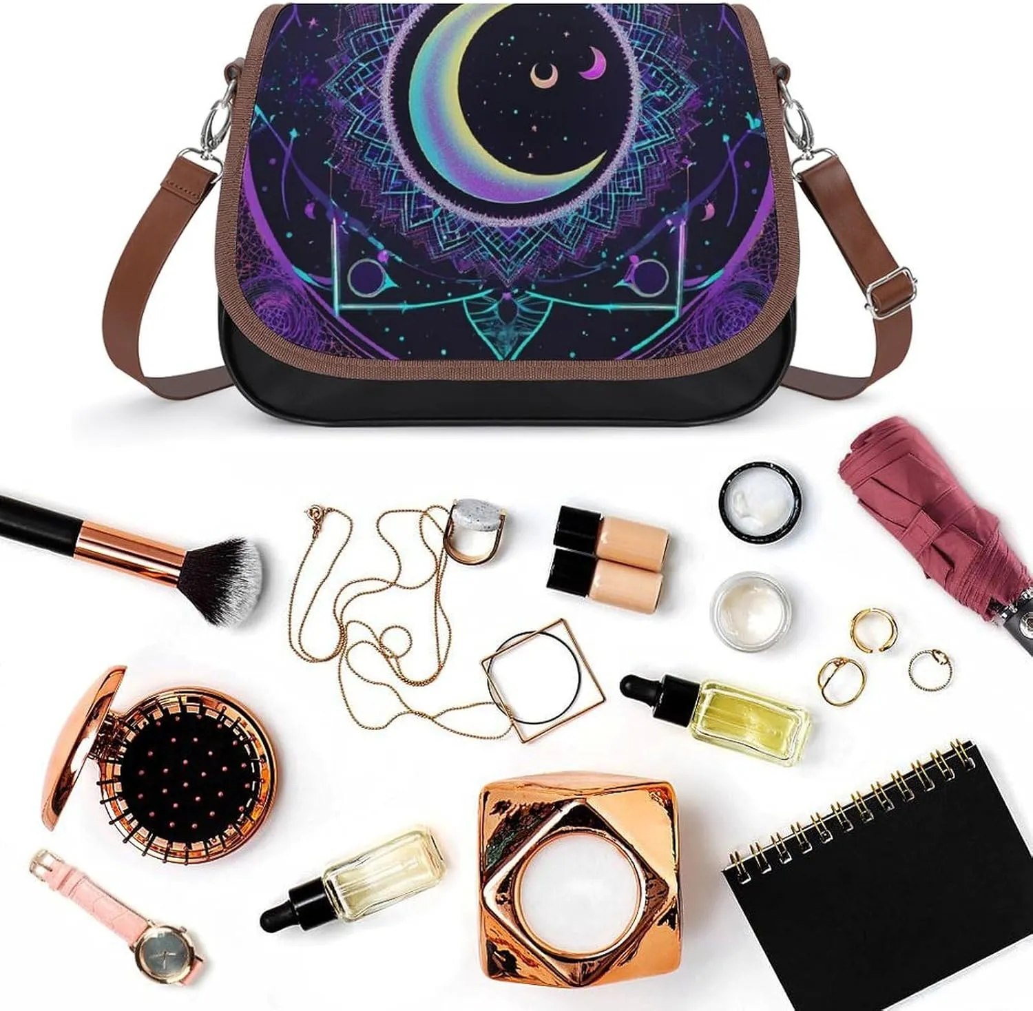 Womens Casual Crossbody Bag, Small PU Leather Shoulder Bag Travel Messenger Bags