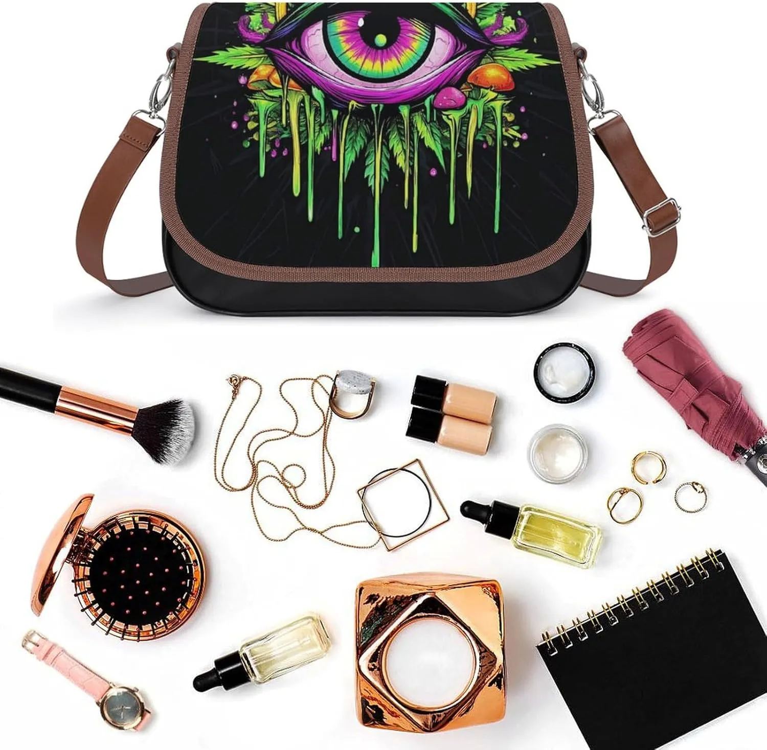 Womens Casual Crossbody Bag, Small PU Leather Shoulder Bag Travel Messenger Bags