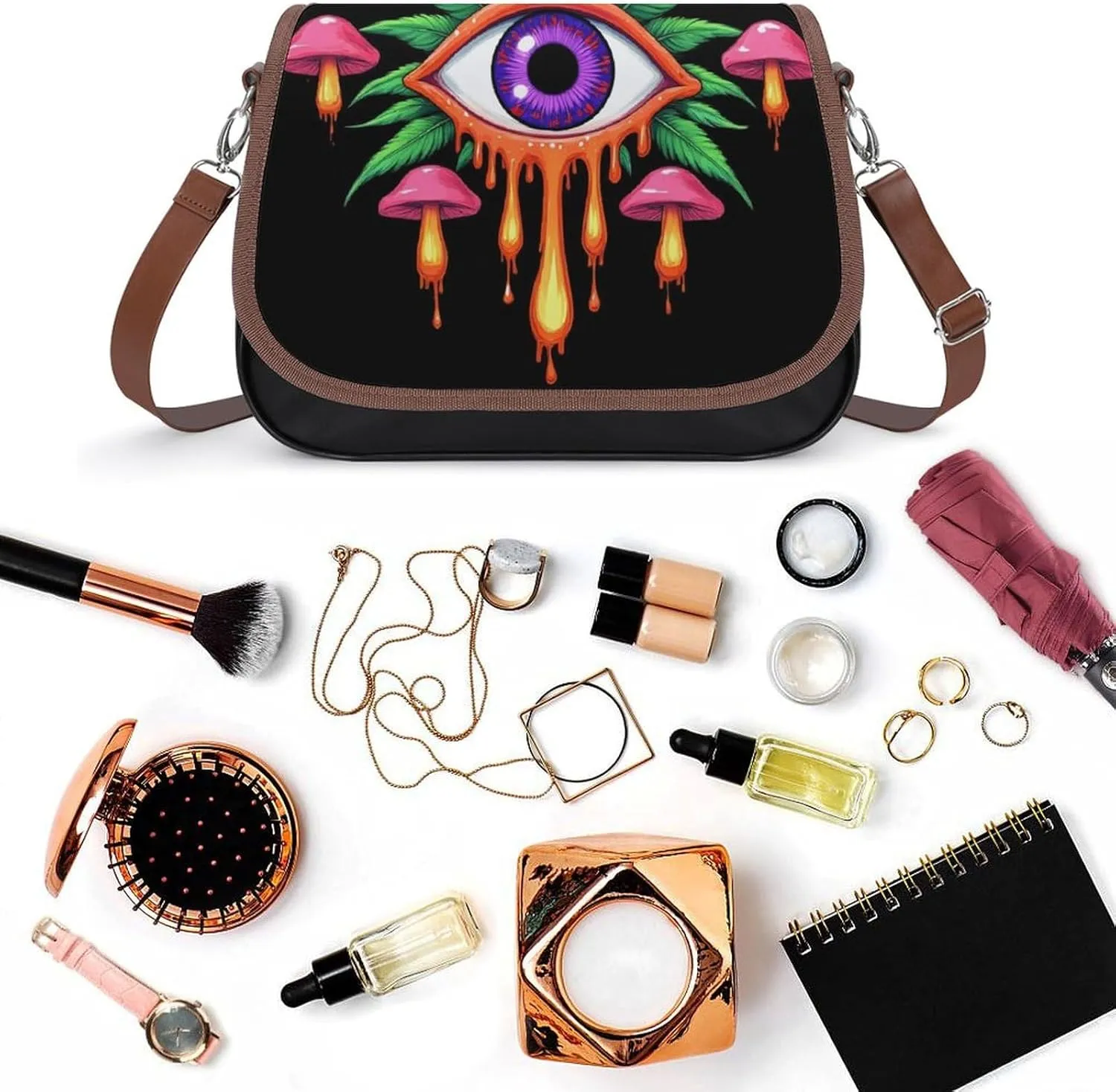Womens Casual Crossbody Bag, Small PU Leather Shoulder Bag Travel Messenger Bags