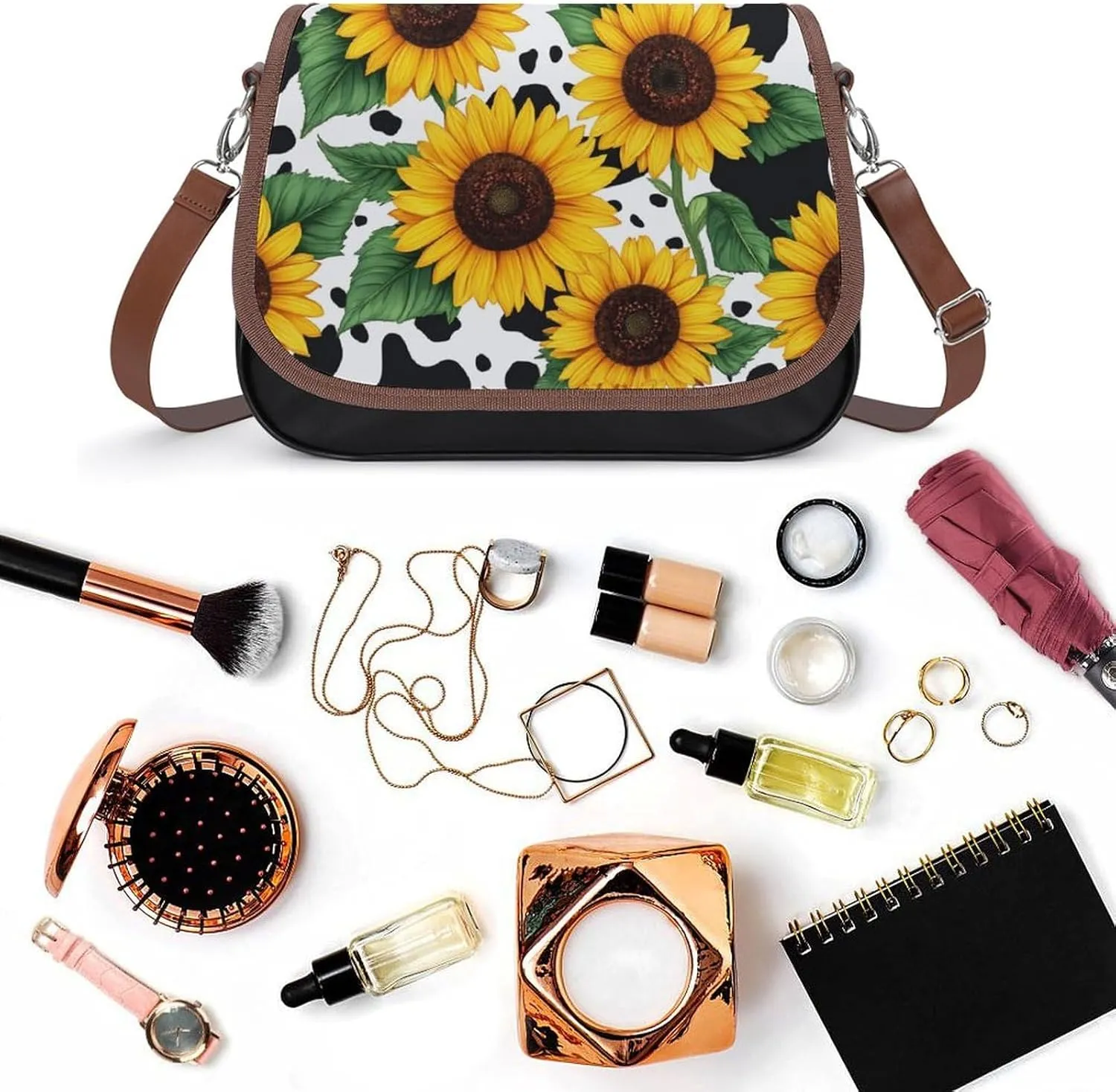 Womens Casual Crossbody Bag, Small PU Leather Shoulder Bag Travel Messenger Bags