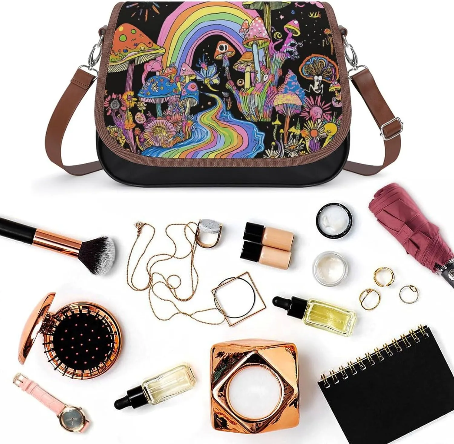 Womens Casual Crossbody Bag, Small PU Leather Shoulder Bag Travel Messenger Bags