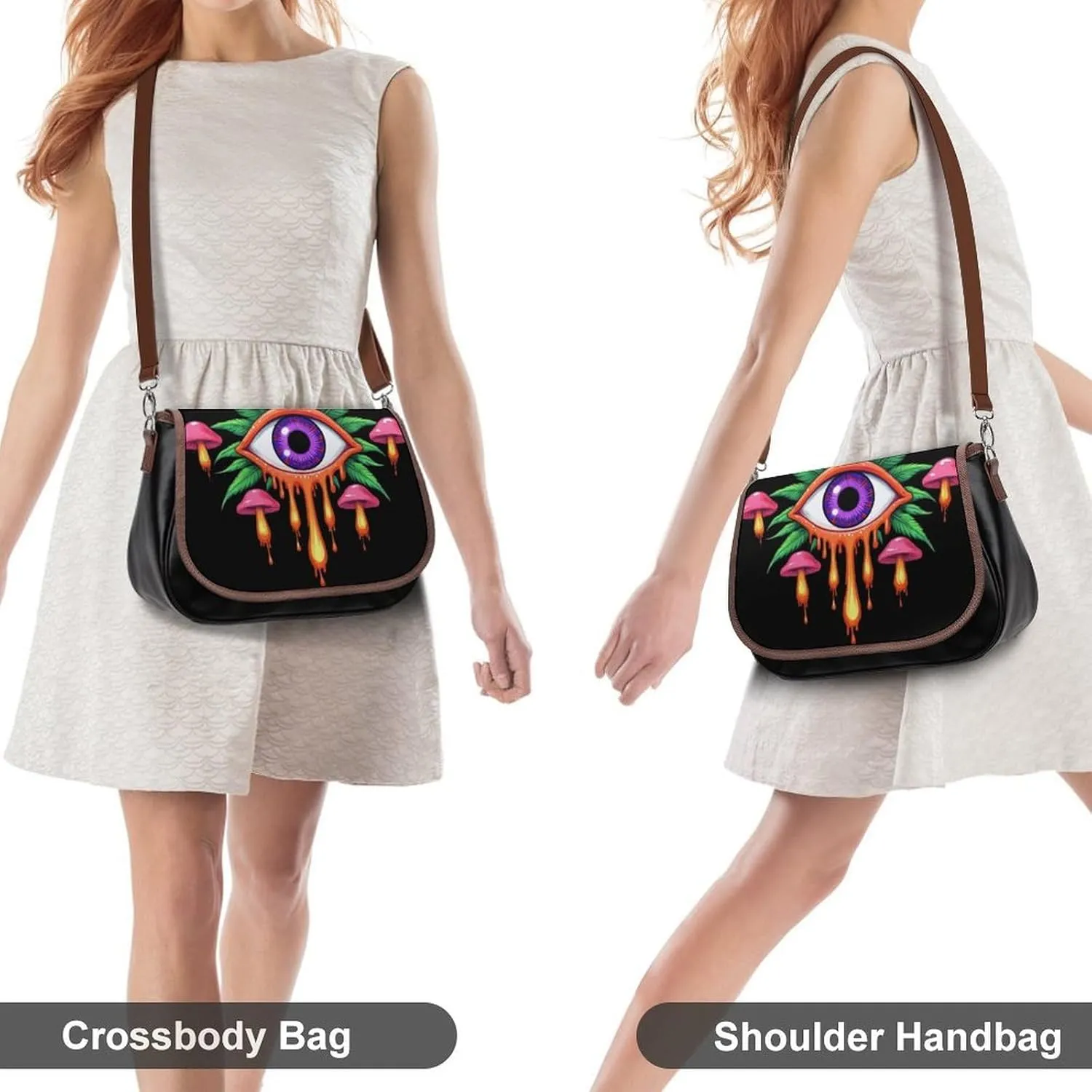 Womens Casual Crossbody Bag, Small PU Leather Shoulder Bag Travel Messenger Bags