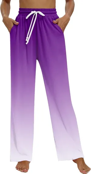 Women's Casual Loose Fit Pants Gym Fitness Outdoor Activitie Sweatpants Elastic Waistband Straight Leg Casual Trouser