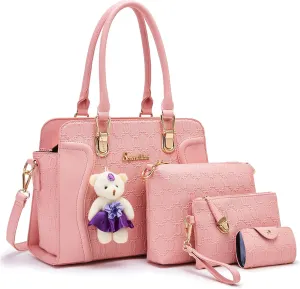 Women's Fashion Handbags Tote Bags Shoulder Bag Top Handle Satchel Purse Set 4pcs