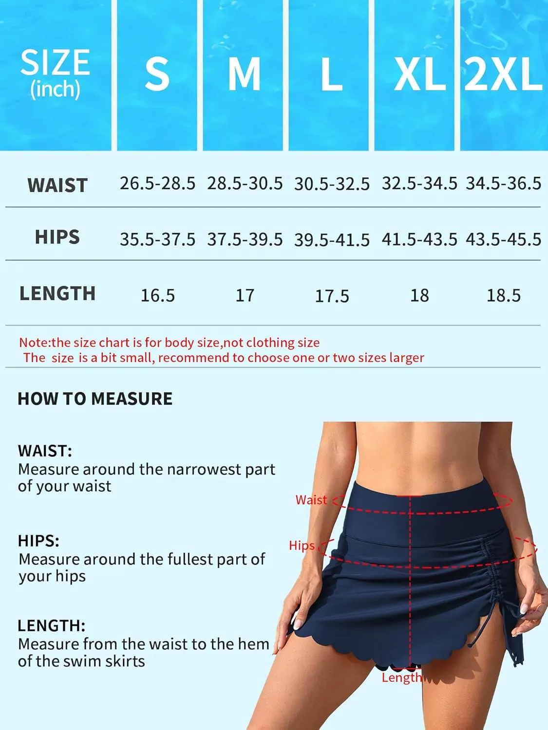Women's High Waisted Swim Skirt Bottoms Ruched Scallop Trim Bathing Suit Skirts Split Tankini Swimsuit Bottom