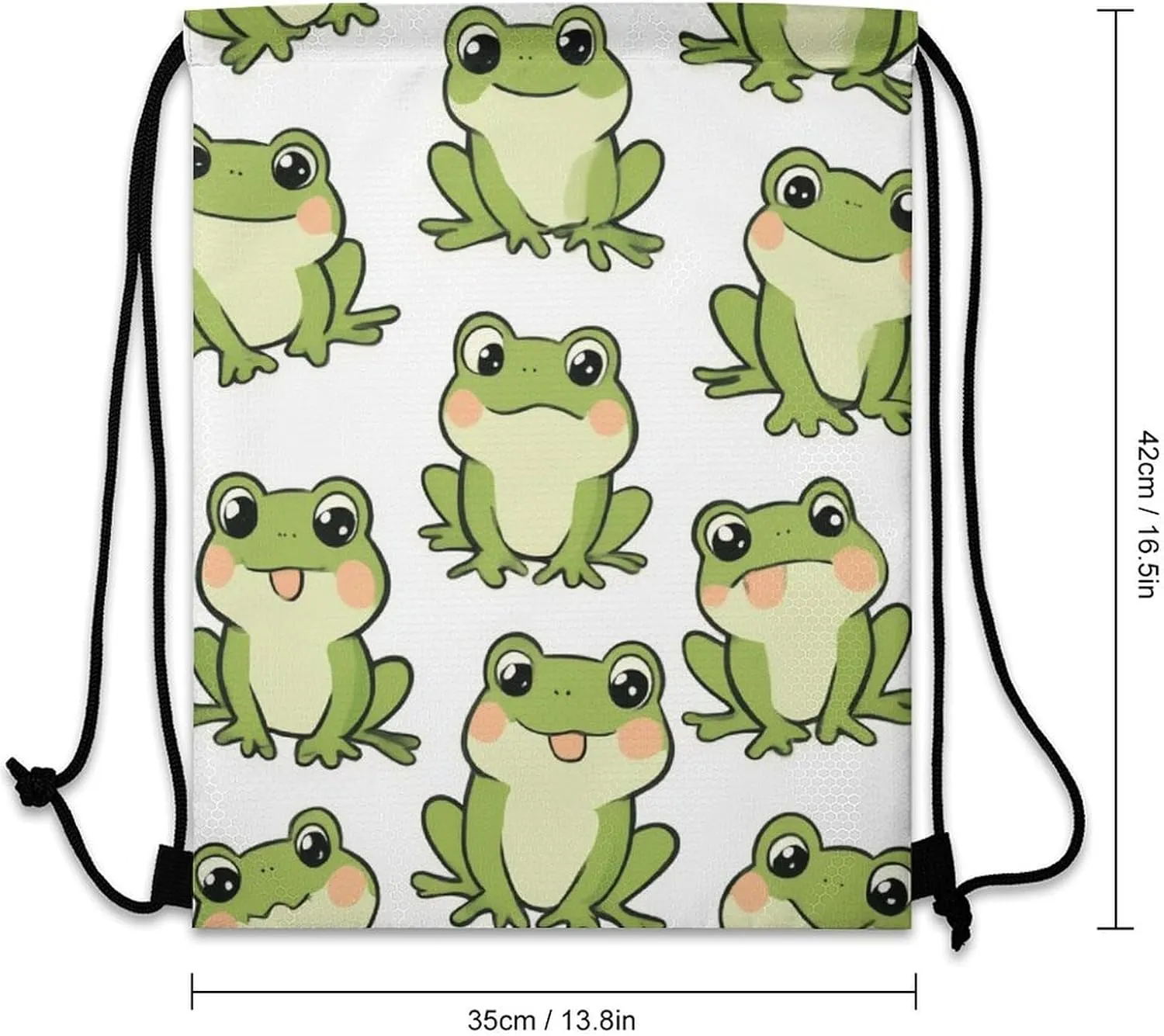 Women's Large Capacity Drawstring Bag, Novelty Waterproof Shopping Storage Pouch for Women, Cute Frog Lightweight Sports Backpack for Yoga