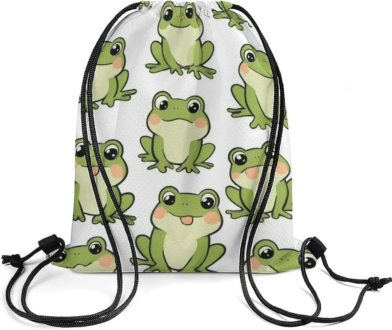 Women's Large Capacity Drawstring Bag, Novelty Waterproof Shopping Storage Pouch for Women, Cute Frog Lightweight Sports Backpack for Yoga