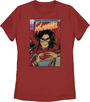 Womens Ms. Marvel Comic Book Cover Marvel Comics T-Shirt