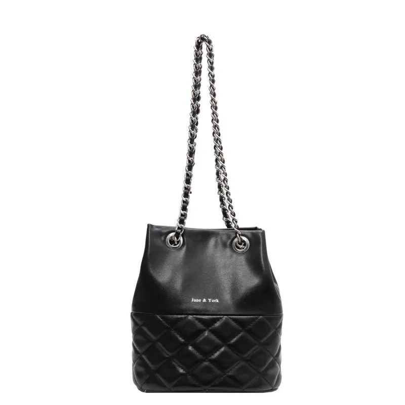 Women's Style Simple Women's Fashion Diamond Texture One-shoulder Bucket Crossbody Bag