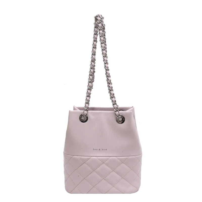Women's Style Simple Women's Fashion Diamond Texture One-shoulder Bucket Crossbody Bag