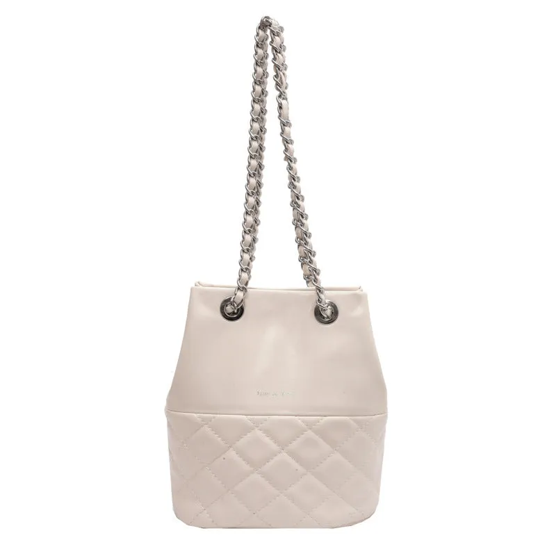 Women's Style Simple Women's Fashion Diamond Texture One-shoulder Bucket Crossbody Bag