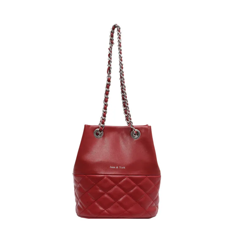 Women's Style Simple Women's Fashion Diamond Texture One-shoulder Bucket Crossbody Bag