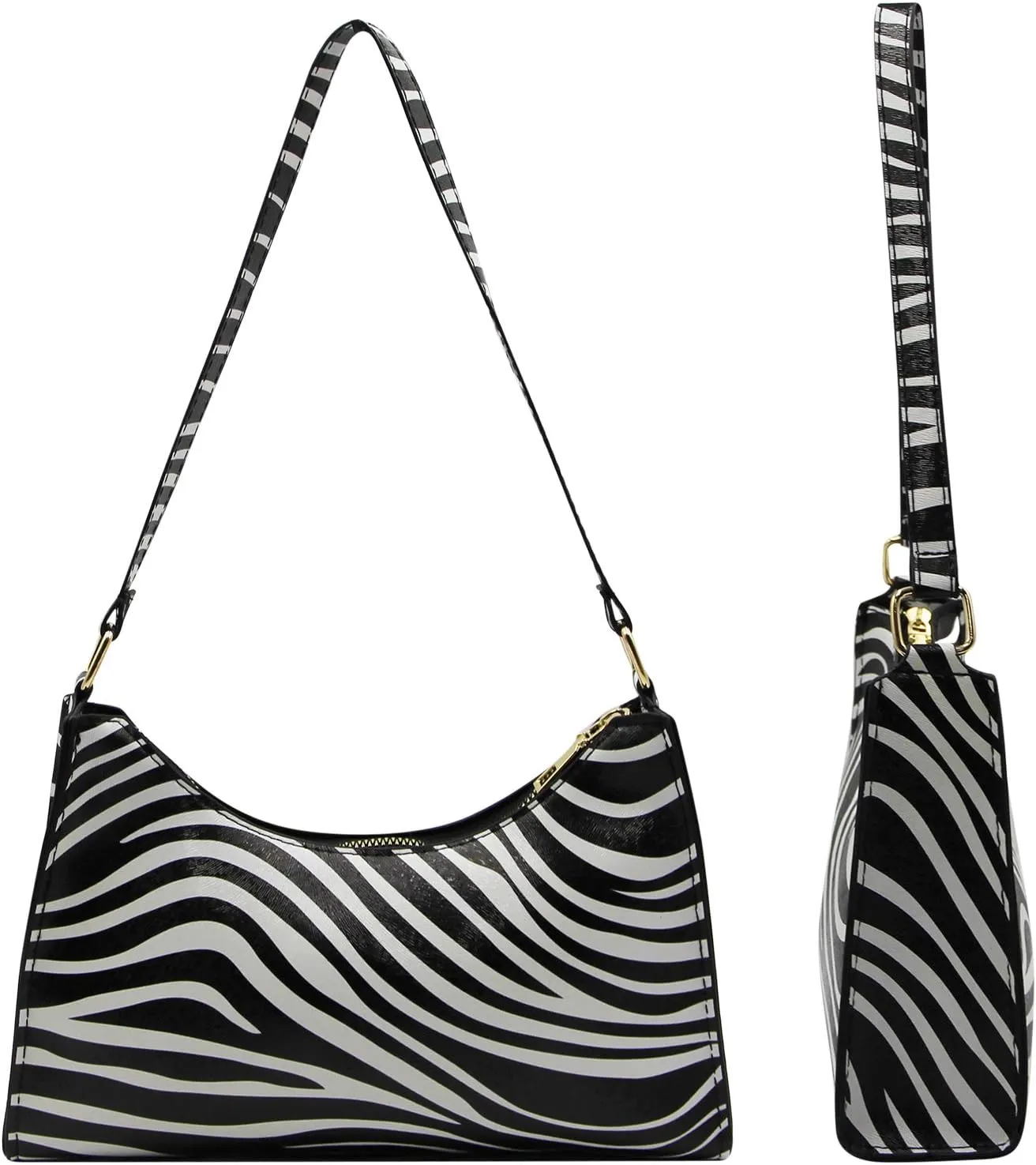 Women's Zebra Print Tote Shoulder Bag Leather Top Handle Purse Travel Handbag Clutch Wallet