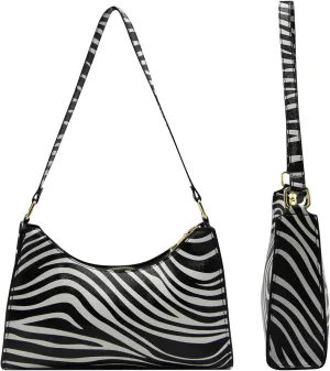 Women's Zebra Print Tote Shoulder Bag Leather Top Handle Purse Travel Handbag Clutch Wallet
