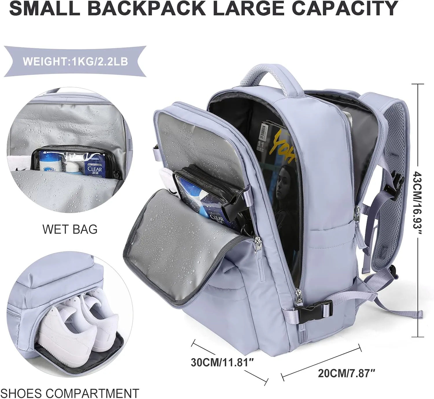WONHOX Large Travel Backpack Carry on Flight Approved Laptop Work Business Backpack for Women Men Mochila de Viaje