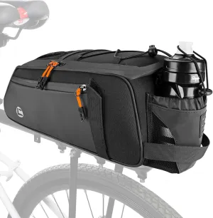 WOTOW Rear Bike Rack Bag - 8L Waterproof Bicycle Trunk Bag with Water Bottle Holder, Reflective Panniers Bike Bags for Bicycles Saddle Back Seat Storage Cargo Luggage Pouch Shoulder Bag Women Men