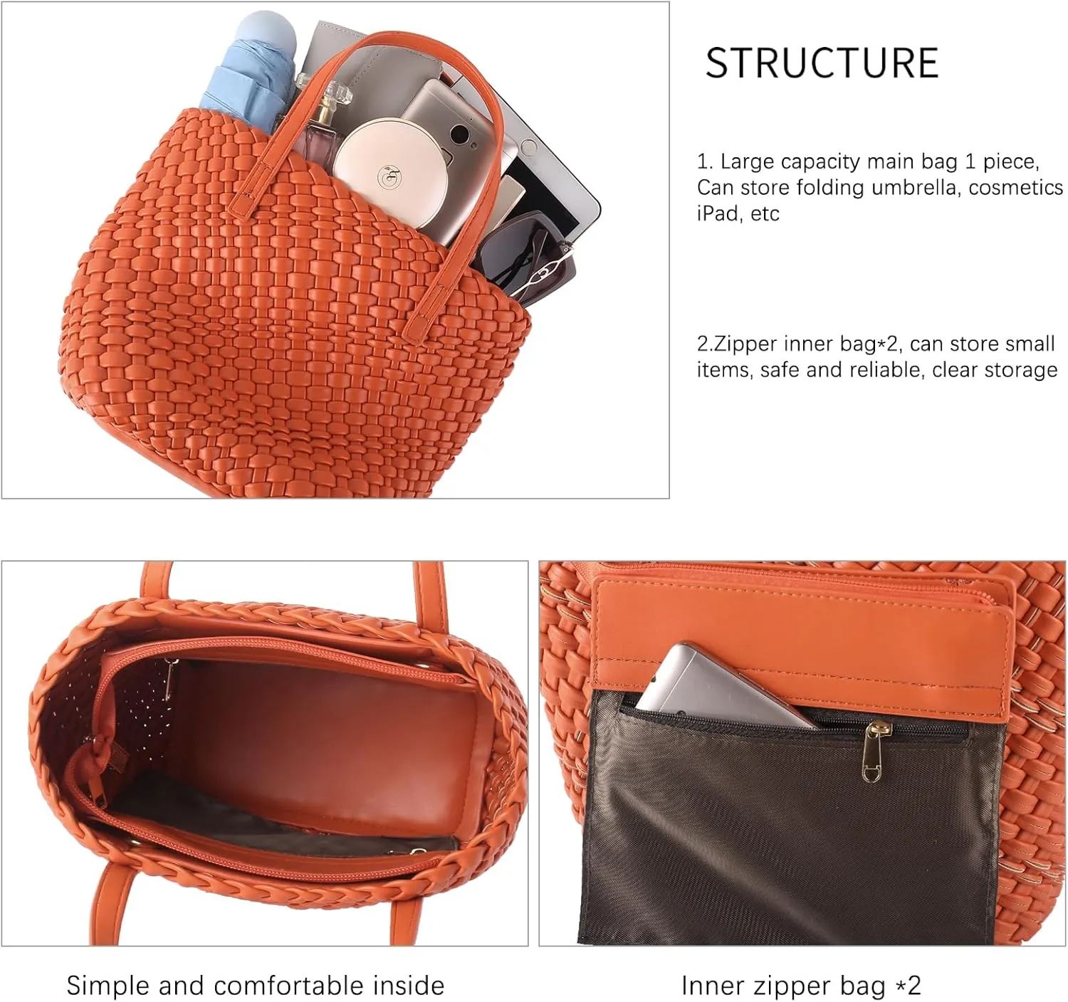 Woven Bags for Women Tote Hobo Shoulder Crossbody Bags PU Leather Handwoven Purse Summer Beach Travel Handbag