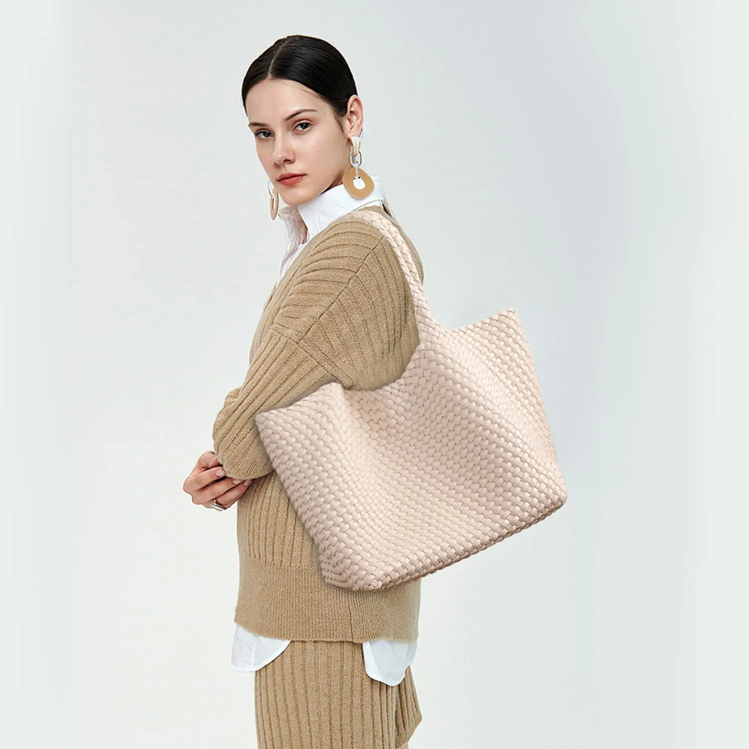 Woven Tote Bag for Women Large Fashion Summer Beach Tote Bagsand Purses Braided Bags Three piece women's bag set