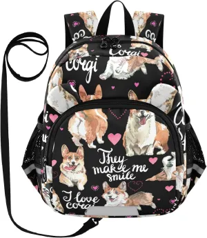 Wusikd Kids Backpack Welsh Corgi Toddler Bags Watercolor Dog Animal Schoolbag for Girls Boys Kindergarten Student S