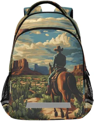 xigua Desert America Troops Cowboy Students Backpack,School Bookbag with Reflective Stripe,Waterproof Laptop Backpack for Children Outdoor Camping Travel Daypack Casual Bags245