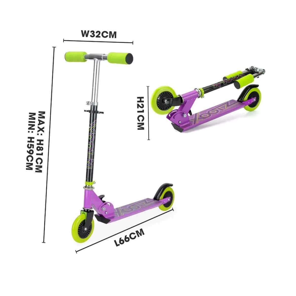 Xootz Atom Foldable Kids Kick Scooter - Purple