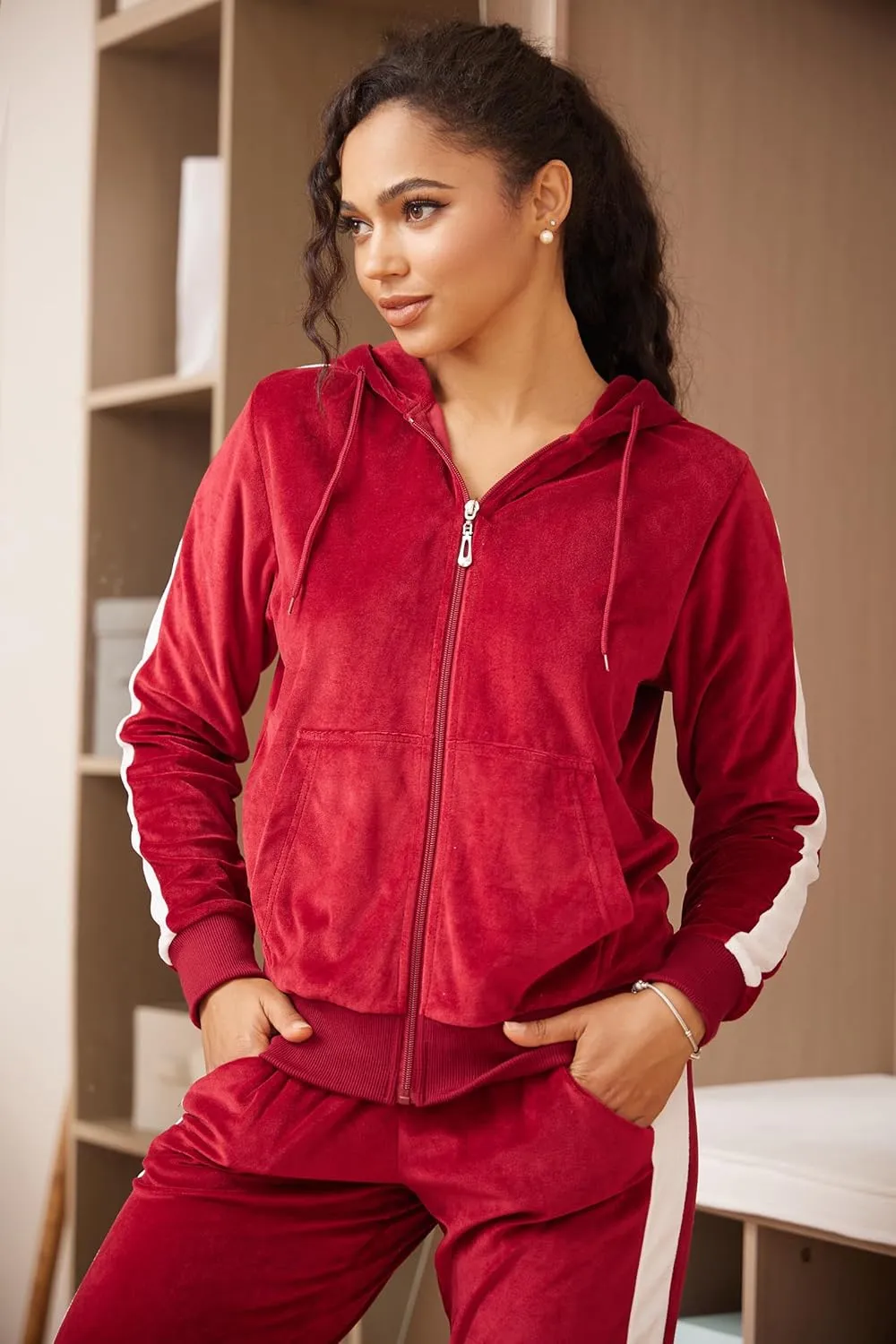 Yasumond Velour Tracksuit Womens 2 Pieces Joggers Outfits Jogging Sweatsuits Set Soft Sports Sweat Suits Pants